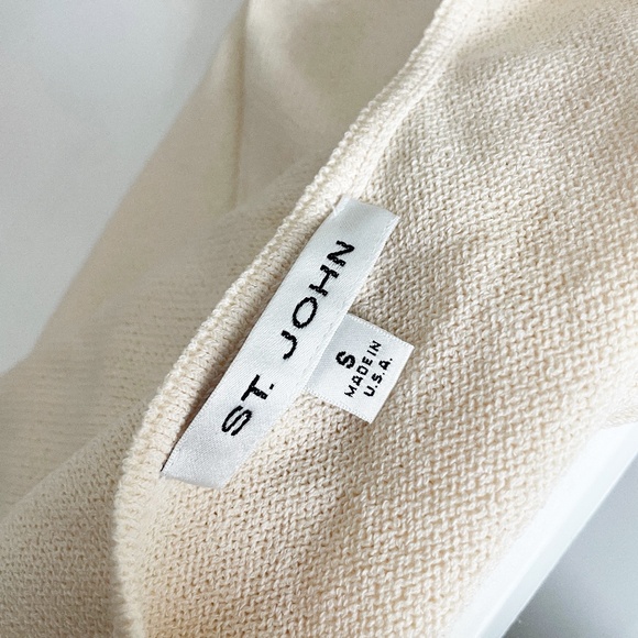 St John Knit Tank Top Shell Sleeveless Vanilla Off White Knit Size S - Picture 7 of 7